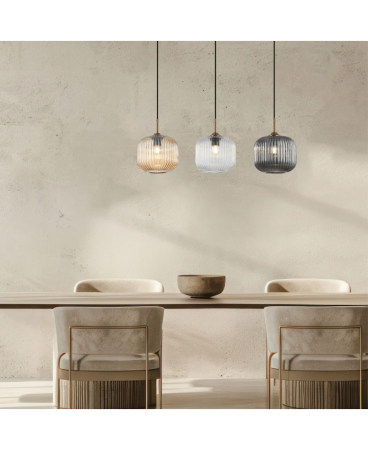 Lustre si pendule - Pendul, max. 40W, 3 x E27, din sticlă, fumuriu, șampanie, Zambelis Lights 22074