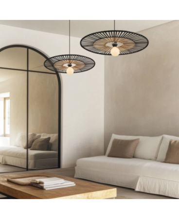 Lustre si pendule - Pendul, max. 40W, E27, din bambus, negru, Zambelis Lights 19104