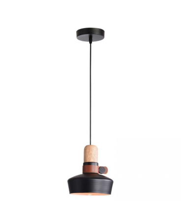 Lustre si pendule - Pendul, max. 40W, E27, din lemn, piele, negru, Zambelis Lights 1990
