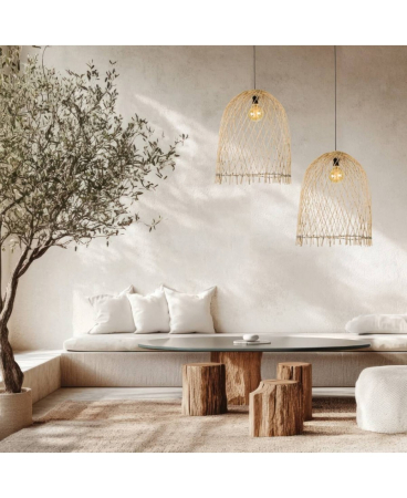 Iluminat decorativ - Pendul, max. 40W, E27, din ratan, natural, Zambelis Lights 18181