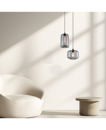 Iluminat decorativ - Pendul, max. 40W, E27, din sticlă, gri fumuriu, Zambelis Lights 14101