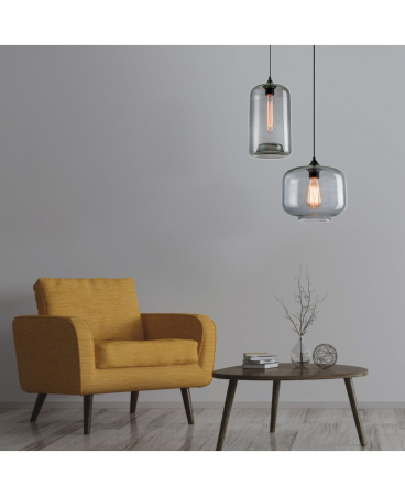 Iluminat decorativ - Pendul, max. 40W, E27, din sticlă, gri fumuriu, Zambelis Lights 14102