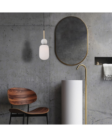 Lustre si pendule - Pendul, max. 40W, E27, din sticlă, marmură, alb, opal, Zambelis Lights 22215
