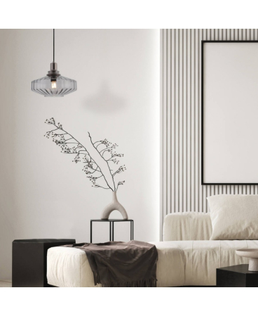 Lustre si pendule - Pendul, max. 40W, E27, din sticlă, metal, gri închis, Zambelis Lights 23012