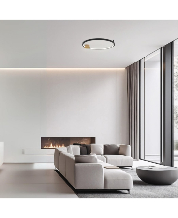 Plafoniere - Plafonieră LED, 24W, 3000K, din aluminiu, negru, auriu, Zambelis Lights 23096