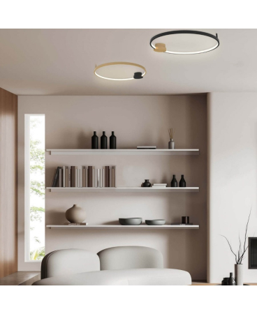 Plafoniere - Plafonieră LED, 24W, 3000K, din aluminiu, negru, auriu, Zambelis Lights 23098