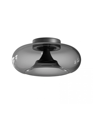 Plafoniere - Plafonieră LED, 30W, 2700K / 3000K, din sticlă, fumuriu, negru mat, Zambelis Lights 25279