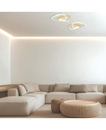 Plafoniere - Plafonieră LED, 36W, 3000K, din metal, acril, auriu, mat, Zambelis Lights 23093