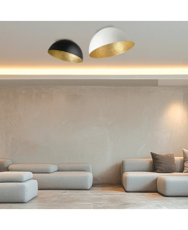 Plafoniere - Plafonieră, max. 40W, E27, din metal, negru, auriu, Zambelis Lights 23257