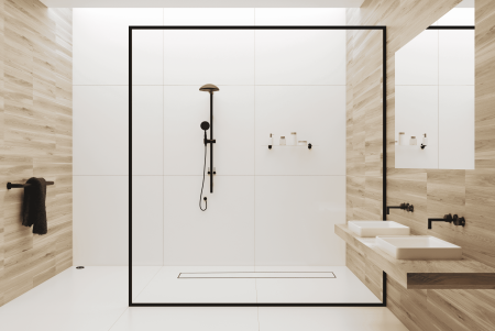 Rigolă de duș liniară faianțabilă, reversibilă, Balneo Duplex NEXT Inox, 150 cm [2]