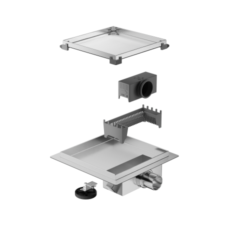 Scurgere de pardoseală, faianțabilă, pătrată Balneo SQ-Drain NEXT Inox, 20 x 20 cm [3]