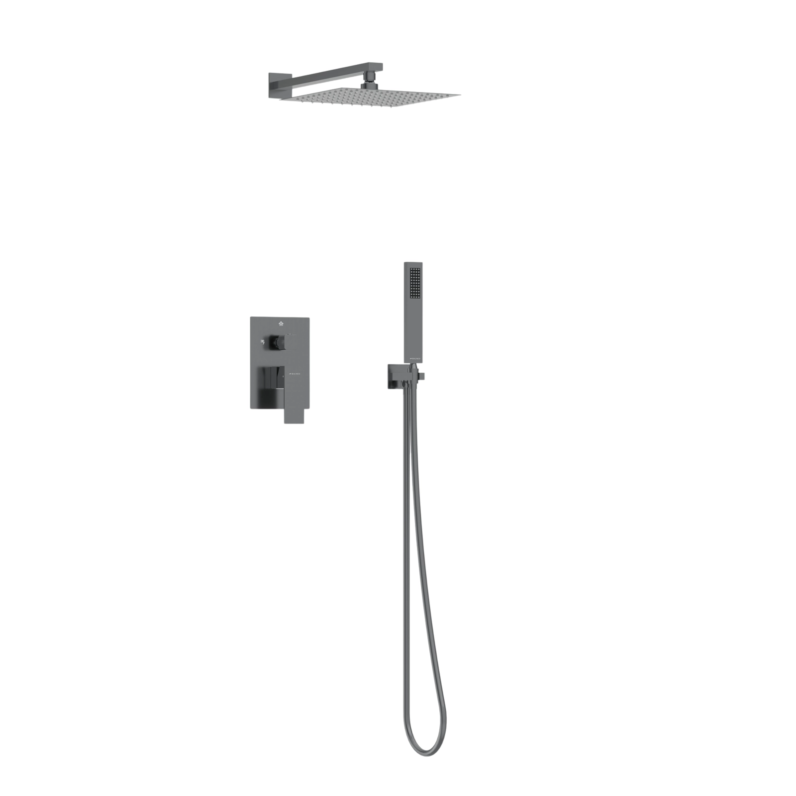 Seturi de dus - Sistem de duș încastrat Balneo Cascade, cu cartuș ceramic și perlator, Gun metal