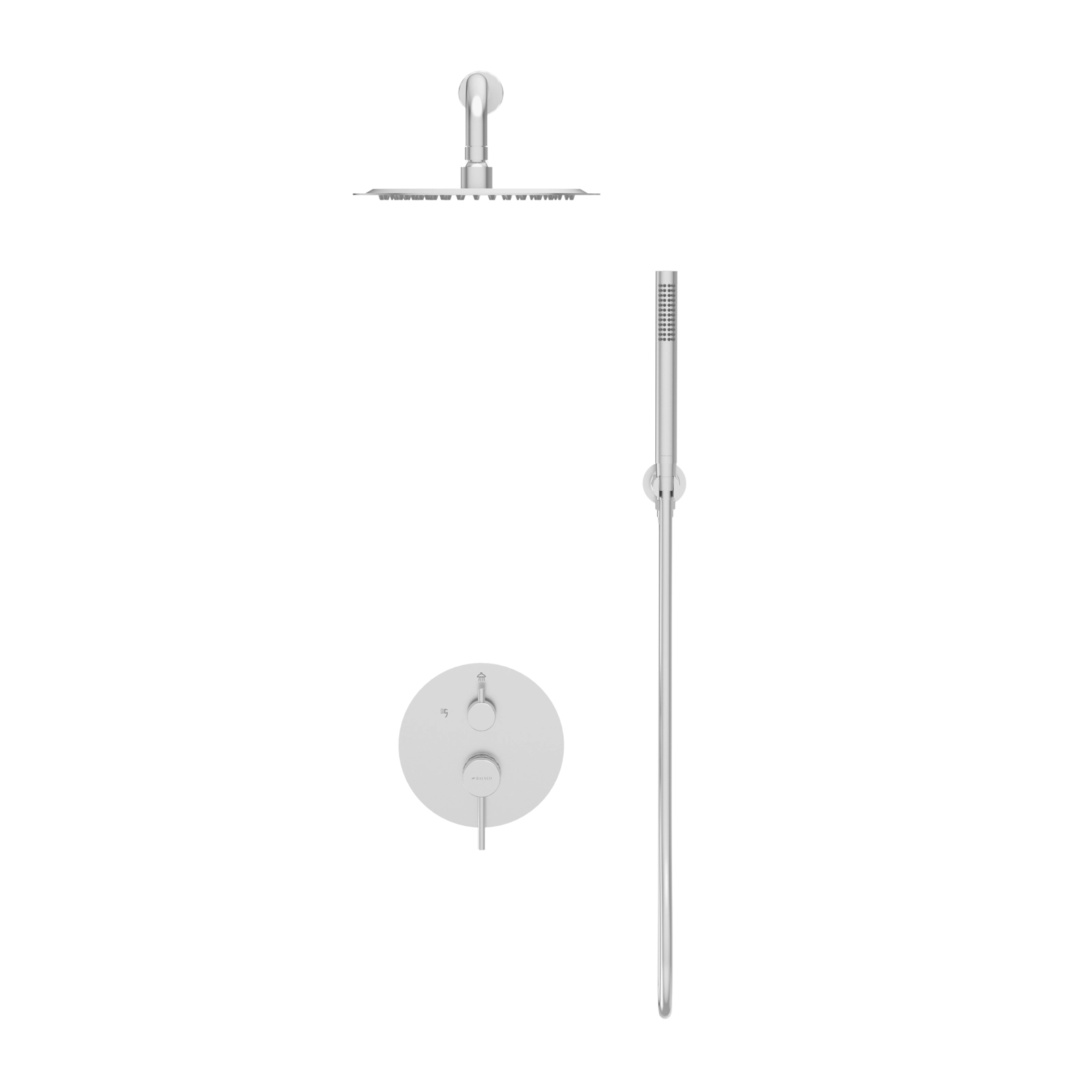 Sistem de duș încastrat, rotund, Balneo Cascade, cu cartuș ceramic și perlator, Inox [1]
