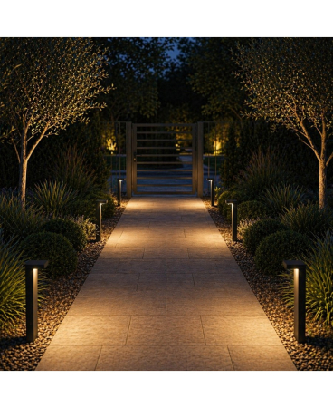 Stalpi exterior - Stâlp de iluminat exterior, 9W, 3000K, din aluminiu, grafit, Zambelis Lights E297