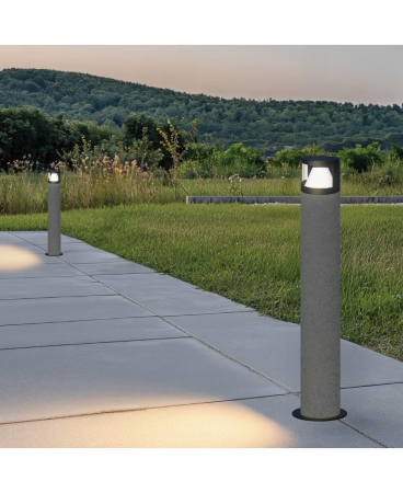 Stalpi exterior - Stâlp de iluminat exterior LED, 10W, 3000K, din metal, beton, negru, natural, IP65, Zambelis Lights E410