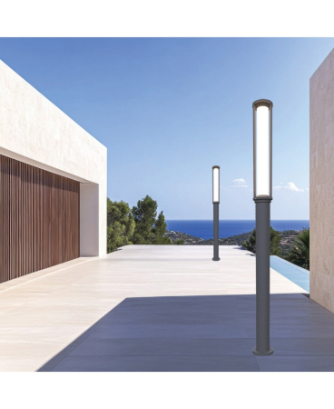 Stalpi exterior - Stâlp de iluminat exterior LED, 17W, din aluminiu, grafit, Zambelis Lights E348