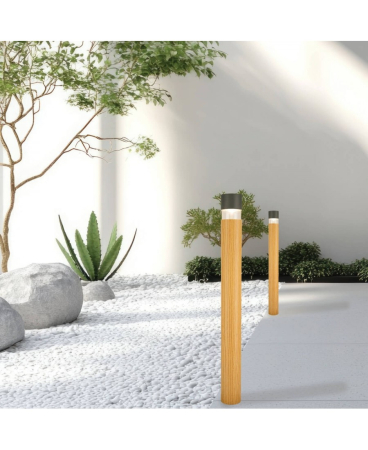 Stalpi exterior - Stâlp de iluminat exterior LED, 8W, 3000K, din lemn, grafit, IP65, Zambelis Lights E424