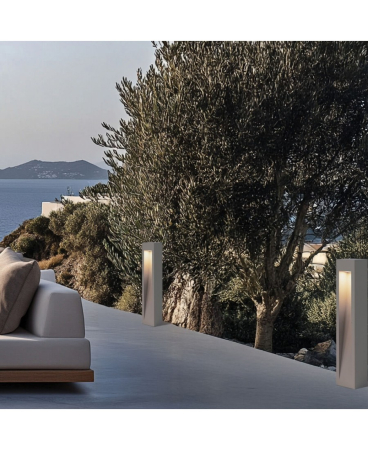Iluminat exterior - Stâlp de iluminat exterior LED, 9W, 3000K, din sticlă, metal, beton, IP65, Zambelis Lights E475