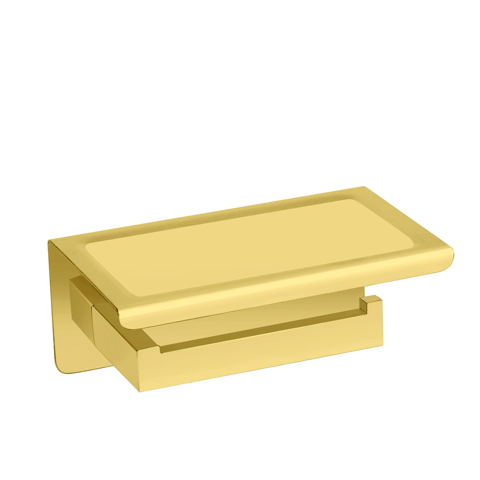 Accesorii pentru baie - Suport hârtie igienică cu poliță Balneo QARX , 186x115 mm, Auriu lucios