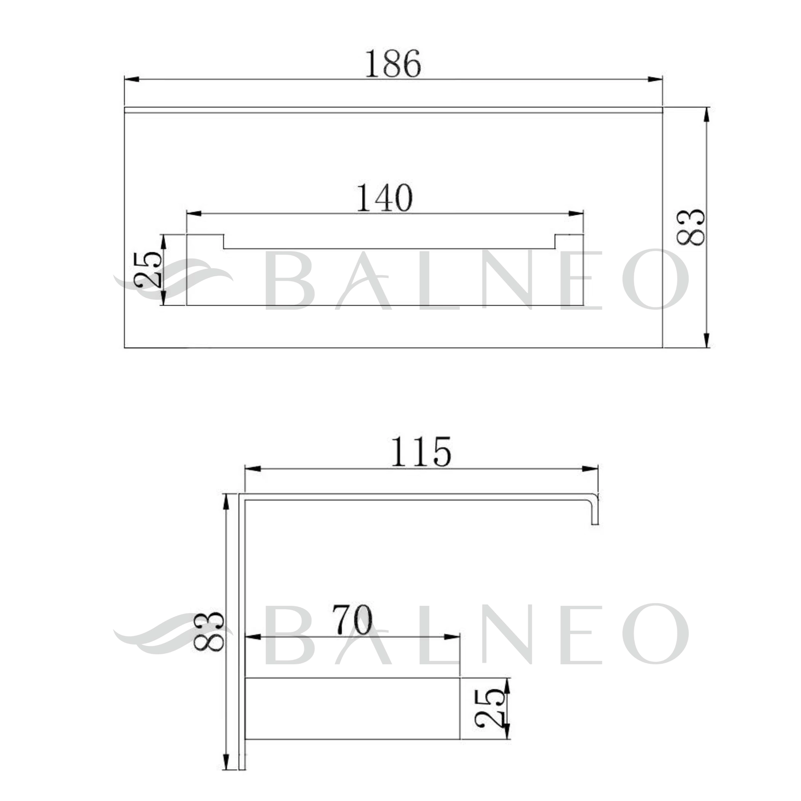 Suport hârtie igienică cu poliță Balneo QARX , 186x115 mm, Crom [1]