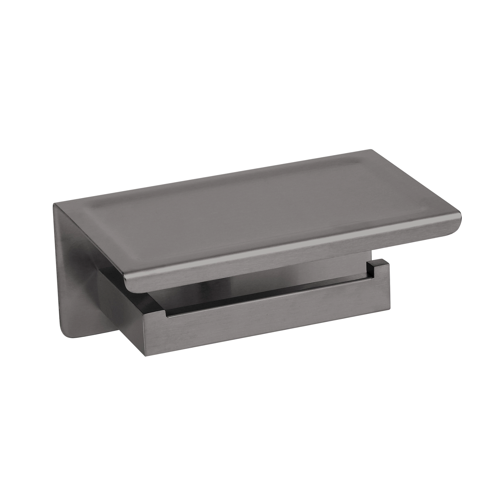 Accesorii pentru baie - Suport hârtie igienică cu poliță Balneo QARX , 186x115 mm, Gun metal