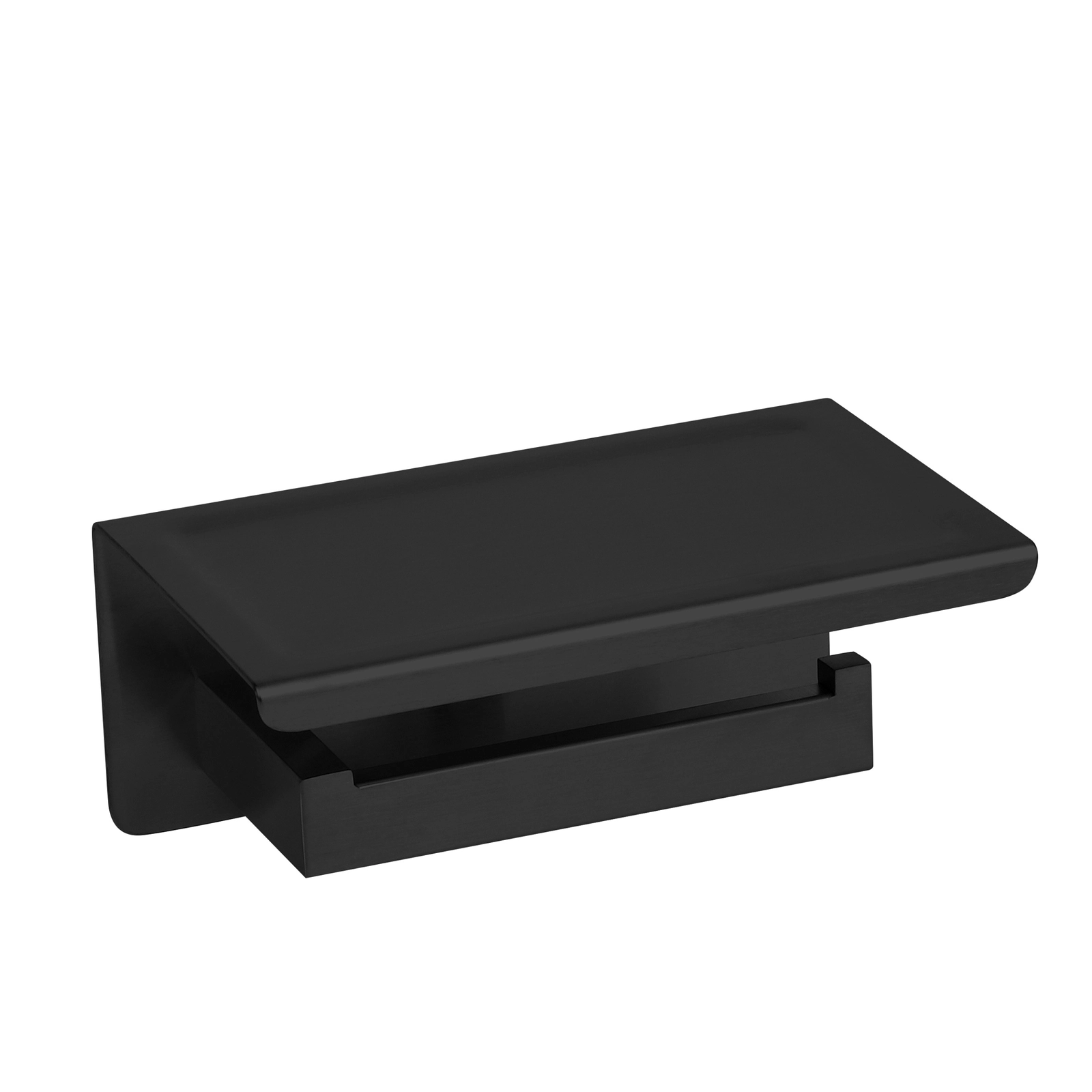 Accesorii pentru baie - Suport hârtie igienică cu poliță Balneo QARX , 186x115 mm, Negru