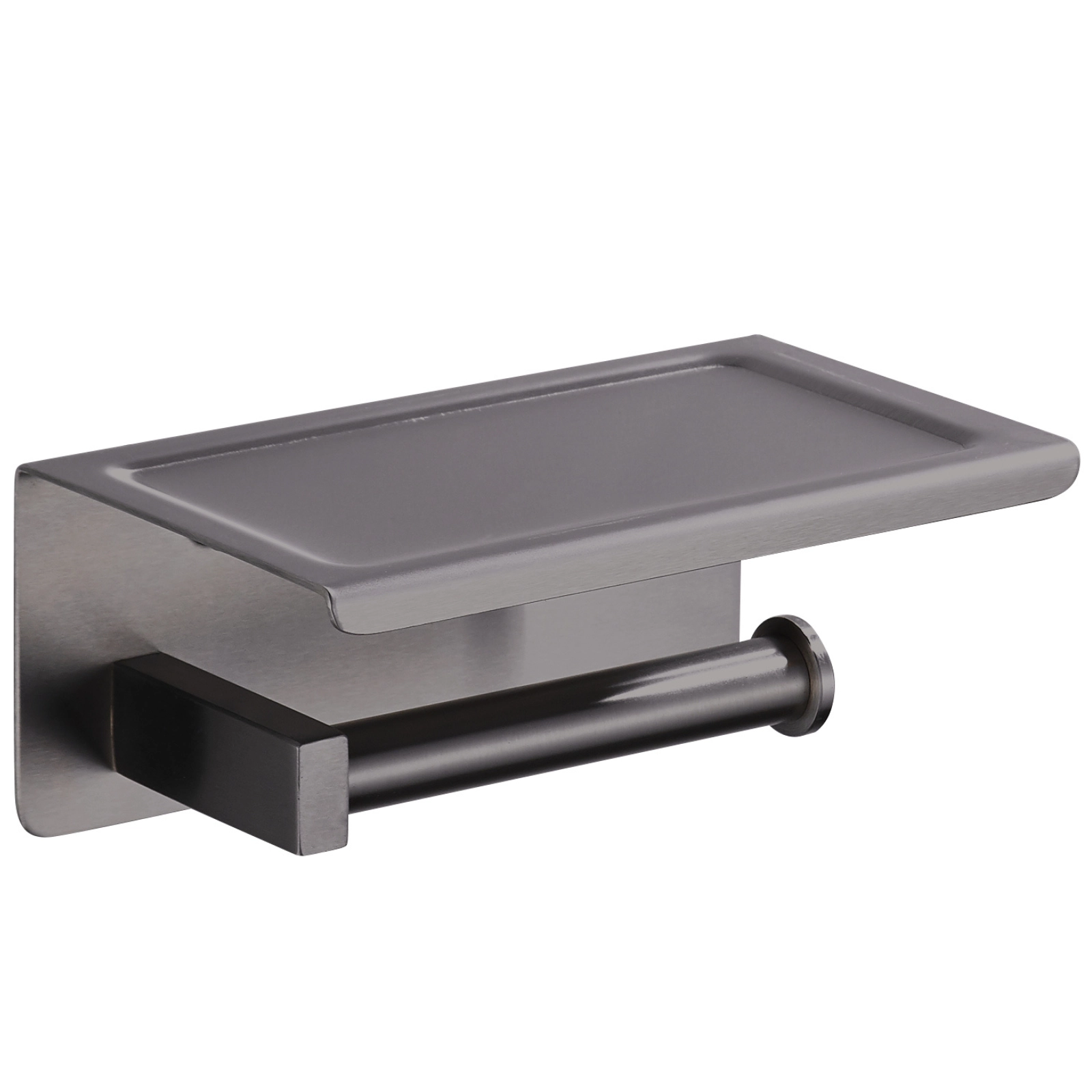 Suporturi hartie - Suport hârtie igienică cu poliță Balneo QUBE, 186x115 mm, Gun Metal