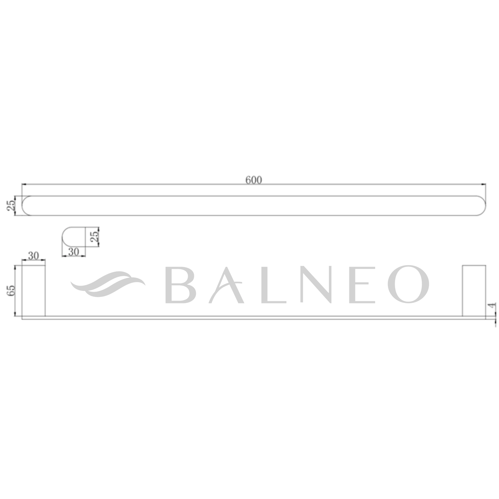 Suport prosop baie Balneo QARX, 60x6.5 cm, Inox  [1]
