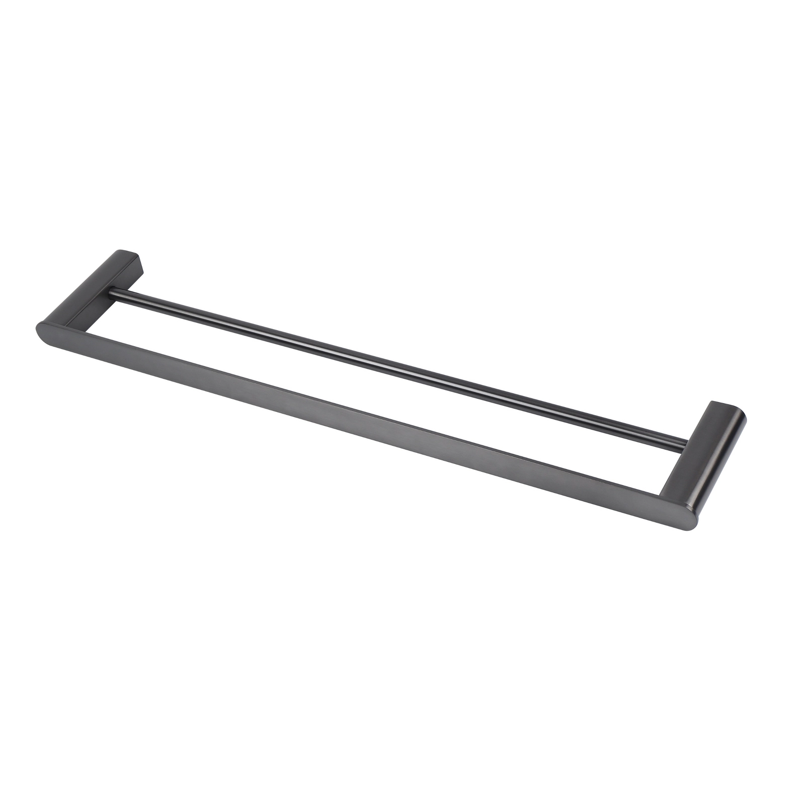 Accesorii pentru baie - Suport prosop baie Balneo QARX dublu, 60x11 cm,  Gun Metal 