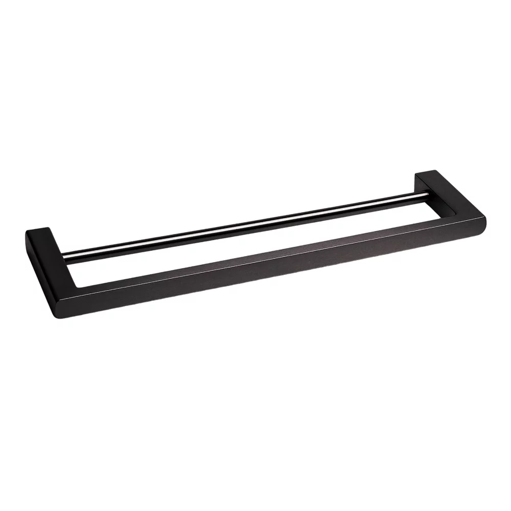 Accesorii pentru baie - Suport prosop baie Balneo QARX dublu, 60x11 cm,  Negru 