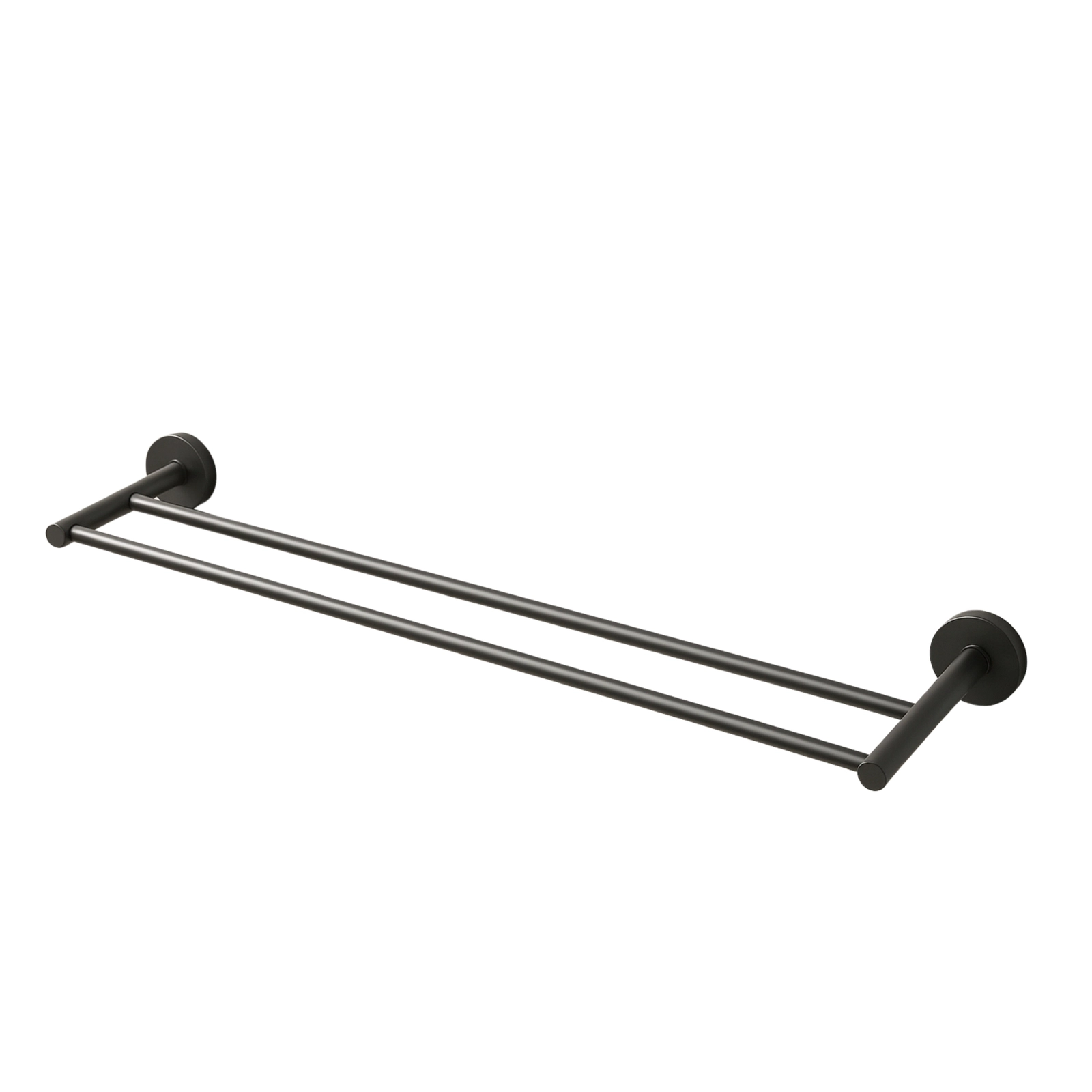 Accesorii pentru baie - Suport prosop baie Balneo QUBE dublu, 60x12.2 cm, Gun Metal 