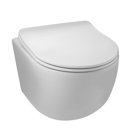 Vase WC - Vas WC suspendat Balneo LUNA Alb, cu capac soft-close, fara margine
