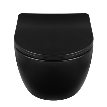 Vas WC suspendat Balneo LUNA Negru, cu capac soft-close, fara margine [2]