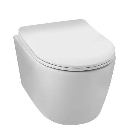 Vase WC - Vas WC suspendat Balneo LUXA Alb, cu capac soft-close, fara margine