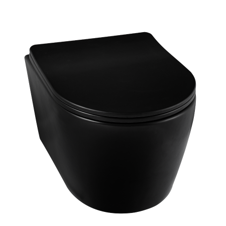 Vase WC - Vas WC suspendat Balneo LUXA Negru, cu capac soft-close, fara margine