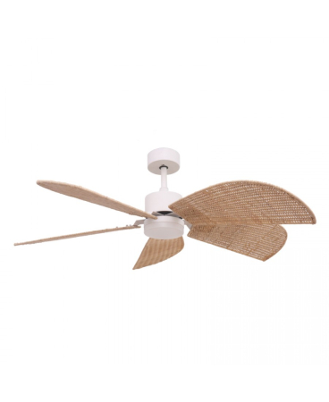 Plafoniere - Ventilator de tavan LED, 15W, 3000K / 4000K / 6500K, din metal, bambus, alb, Zambelis Lights 25328