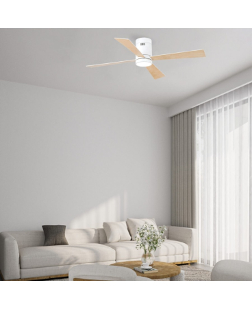 Plafoniere - Ventilator de tavan LED, 15W, din lemn, alb, arțar, Zambelis Lights 19137