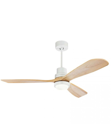 Lustre si pendule - Ventilator de tavan LED, 15W, din lemn, alb, natural, Zambelis Lights 19140