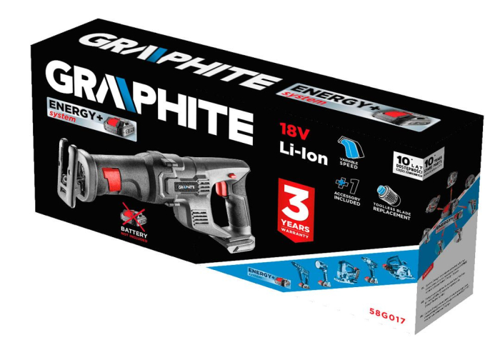 Fierastrau sabie Energy+ 18V Li-Ion (fara acumulator inclus) 58G017 GRAPHITE [11]