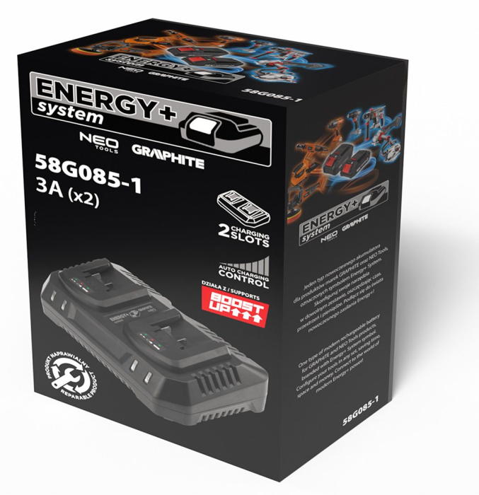 Incarcator dublu pentru acumulatori Energy+ 58G085-1 GRAPHITE [4]