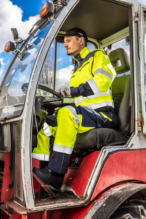 Jacheta de lucru cu vizibilitate ridicata, softshell cu gluga, galben [8]