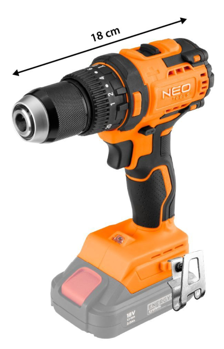 Mașină de găurit cu percuție 18V fără perii, mandrină 13mm, compactă, Energy+, fără acumulator 04-619 NEO [7]