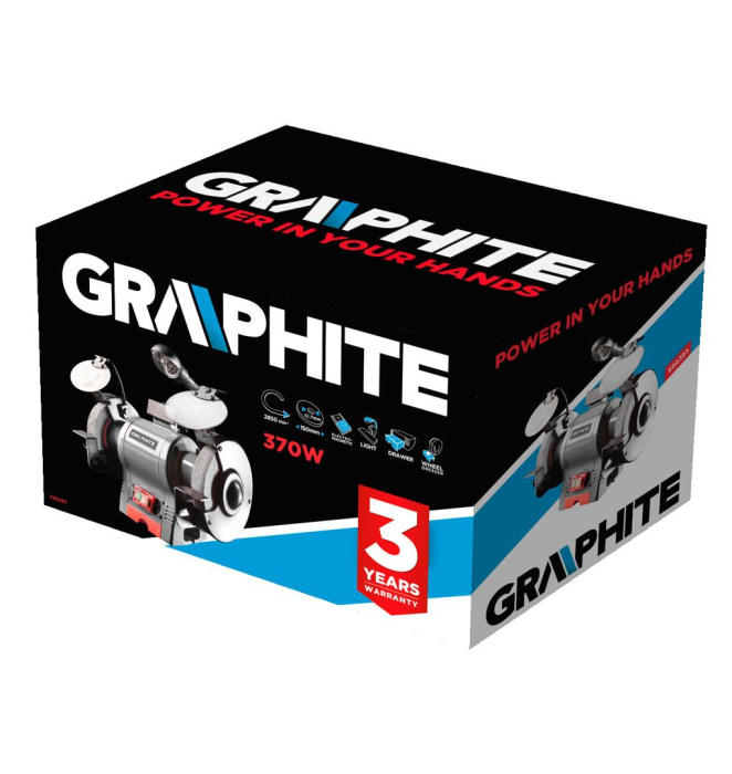 Polizor de banc 370W, 230V, disc piatra 150x12.7mm, 3450 rpm, 59G383 GRAPHITE [2]