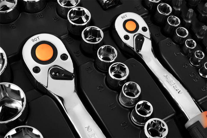 Set de chei cu clichet 1/4", 3/8", 1/2", multifuncționale, 219 de piese 10-076 NEO [10]