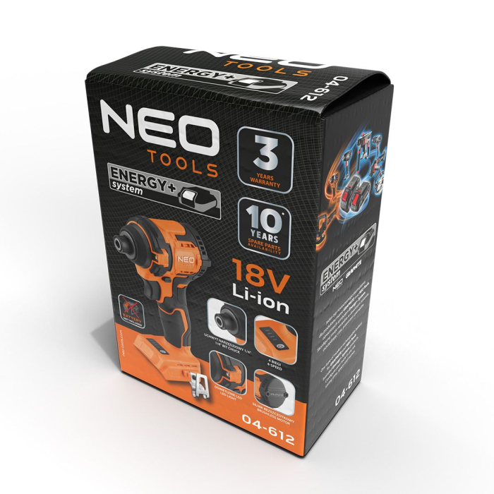 Șurubelniță cu impact fără perii 18V, 300Nm, hex ¼”, compactă, Energy+, fără acumulator 04-612 NEO [7]