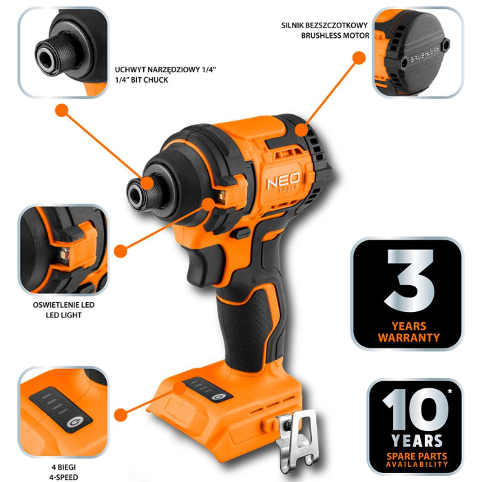 Șurubelniță cu impact fără perii 18V, 300Nm, hex ¼”, compactă, Energy+, fără acumulator 04-612 NEO [13]