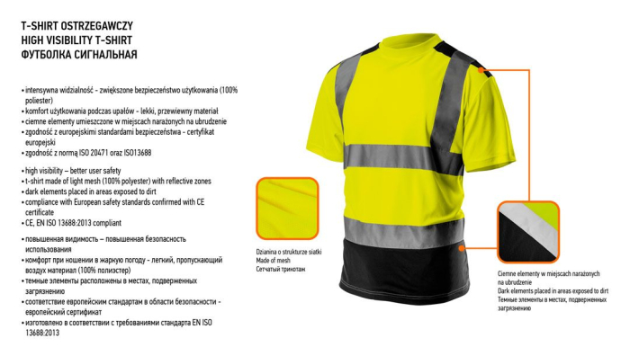 Tricou de inalta vizibilitate, partea de jos neagra, galben [2]