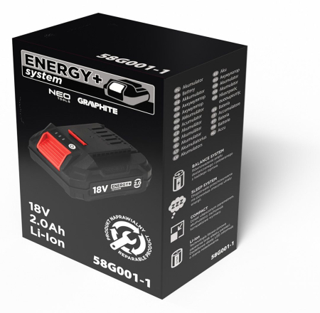 Acumulator Energy+ 18V, Li-Ion 2.0 Ah 58G001-1 GRAPHITE [1]