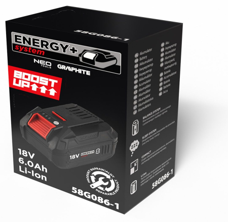 Acumulator Energy+ 18V Li-Ion 6.0Ah BOOST UP 58G086-1 GRAPHITE [4]