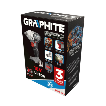 Cheie cu percutie fara perii 18V, 330Nm, ½", Energy+, fara baterie 58G028-1 GRAPHITE [5]